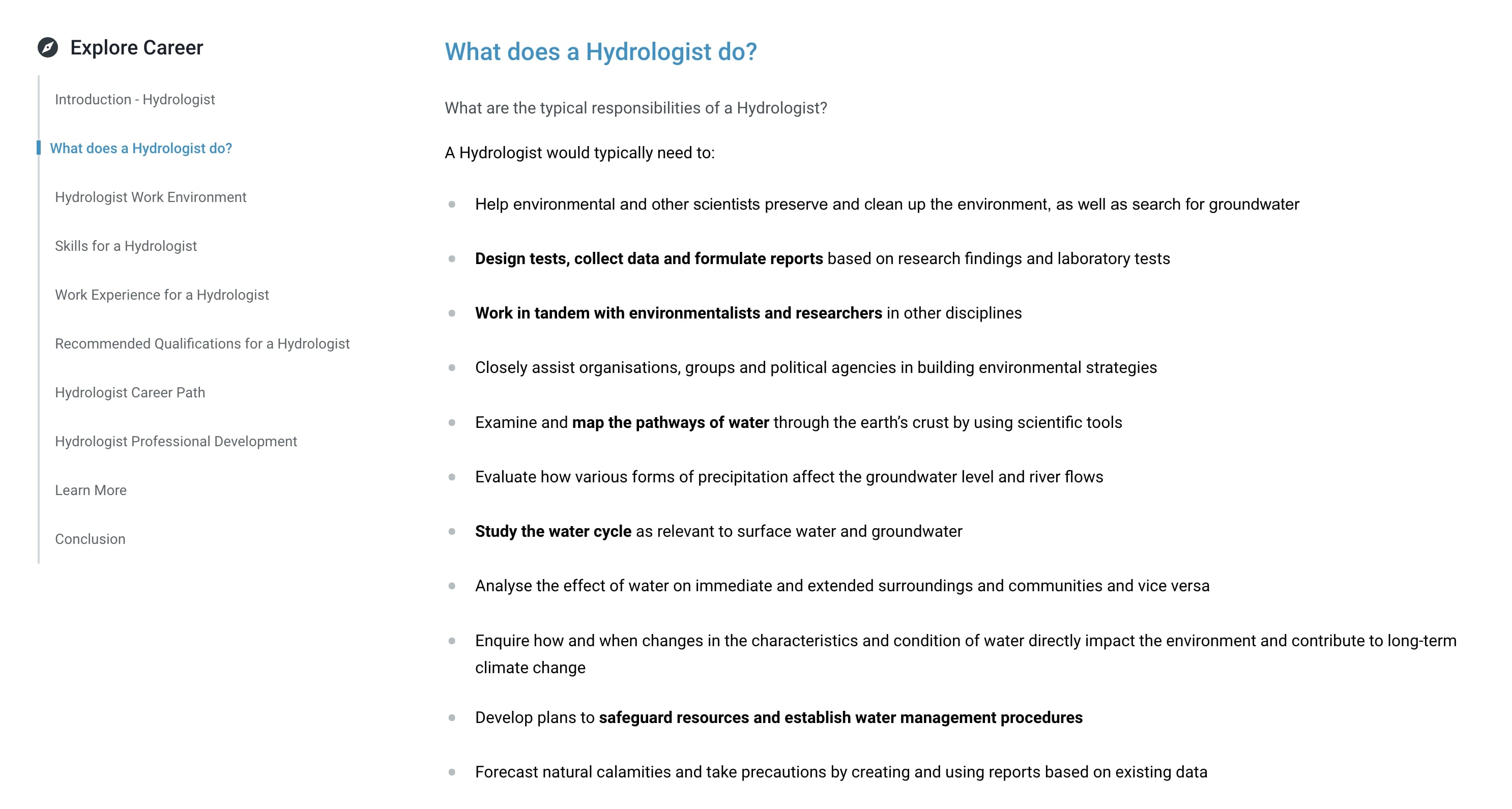 Hydrologist info